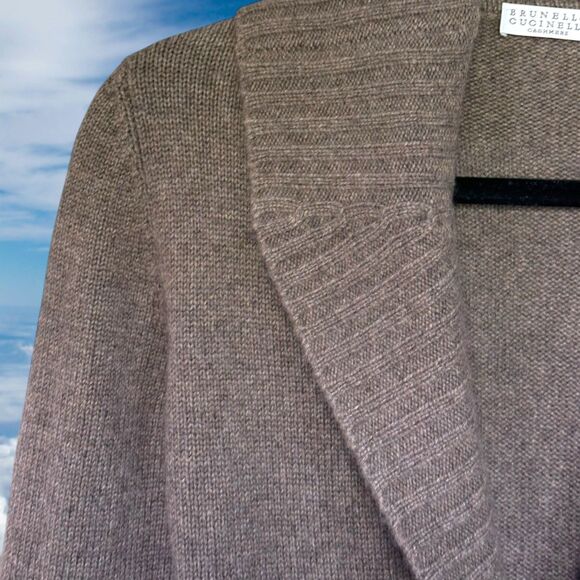 BRUNELLO CUCINELLI 100% Cashmere Womens Cardigan Size Small One Button Brown - Picture 8 of 10